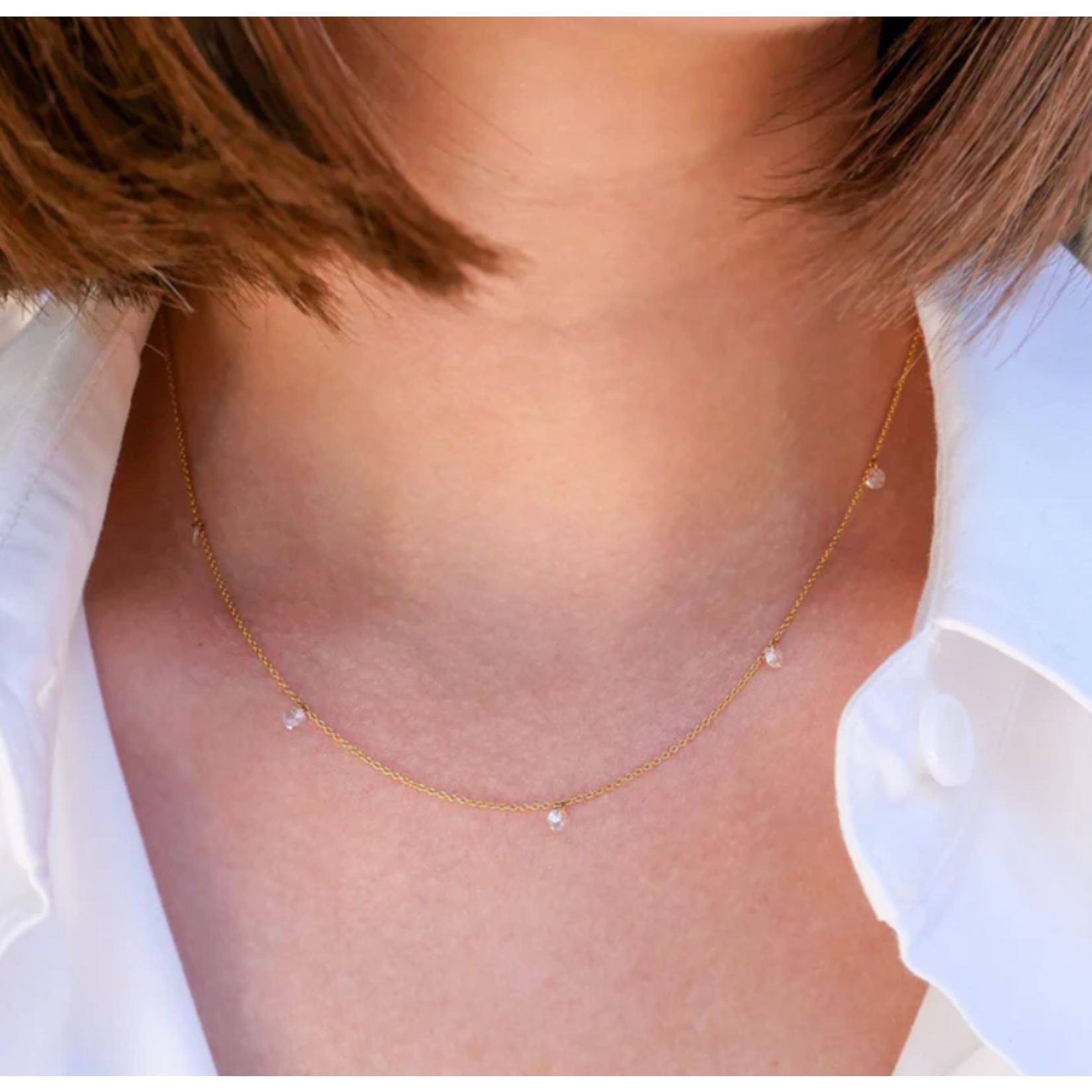 Sethi Couture 18k and 5 Stone Rose Cut Diamonds Cien Necklace