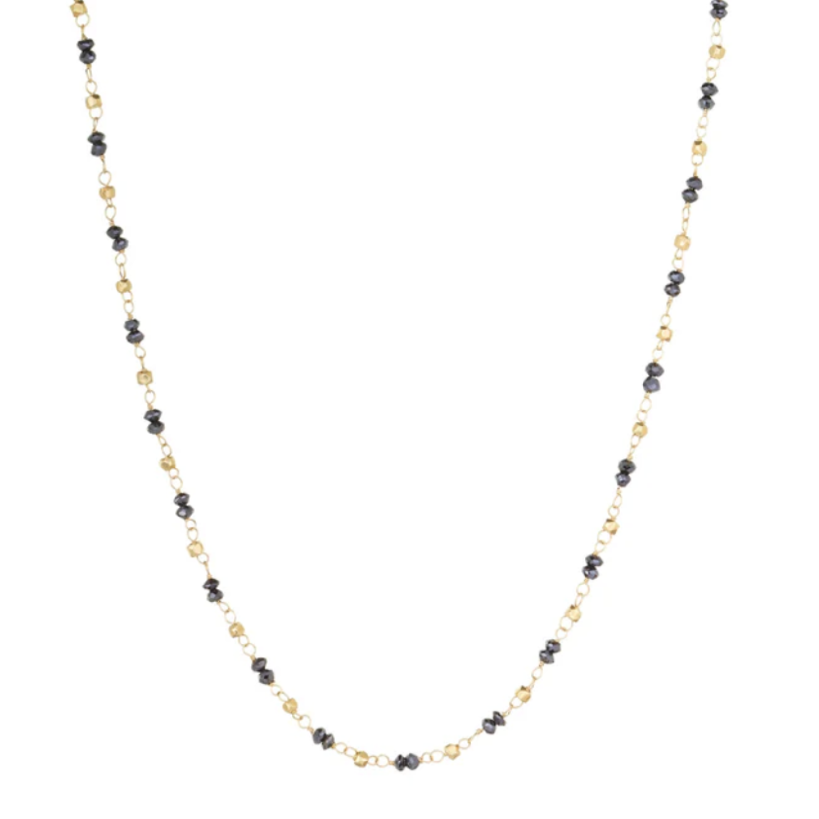 Sethi Couture Wire Wrapped Leila Black Diamond Chain with 18k Gold Beads, 18 inches