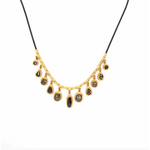 ARA Collection 24k Gold & Oxidized Silver 11 Drop Natural Rose Cut Diamond Necklace