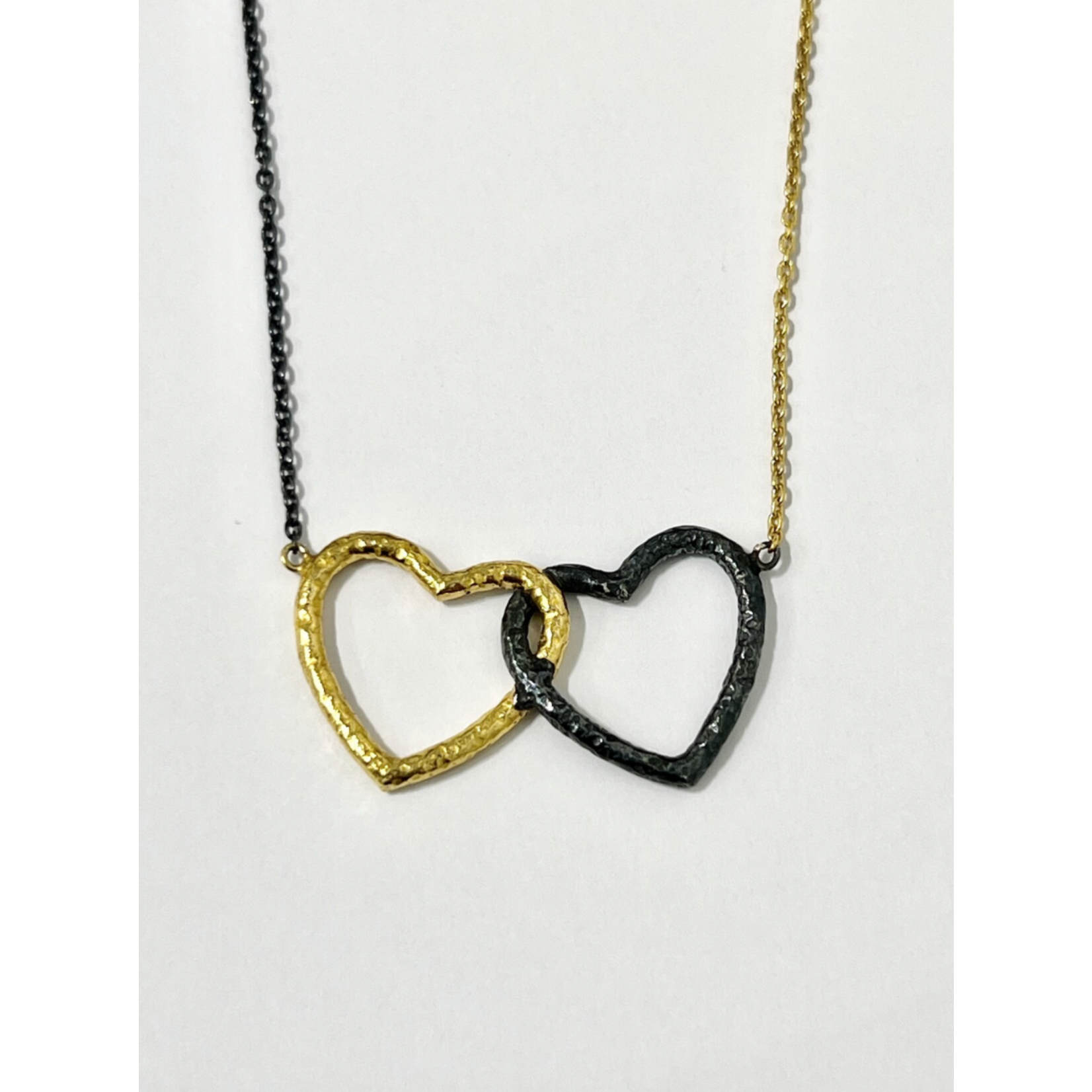 ARA Collection 24k Gold & Oxidized Silver Interlocking Hearts Necklace