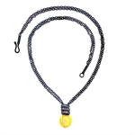 ARA Collection 24k Gold Ball Necklace with 3 Rings of White Sapphire and Oxidized Silver Chain