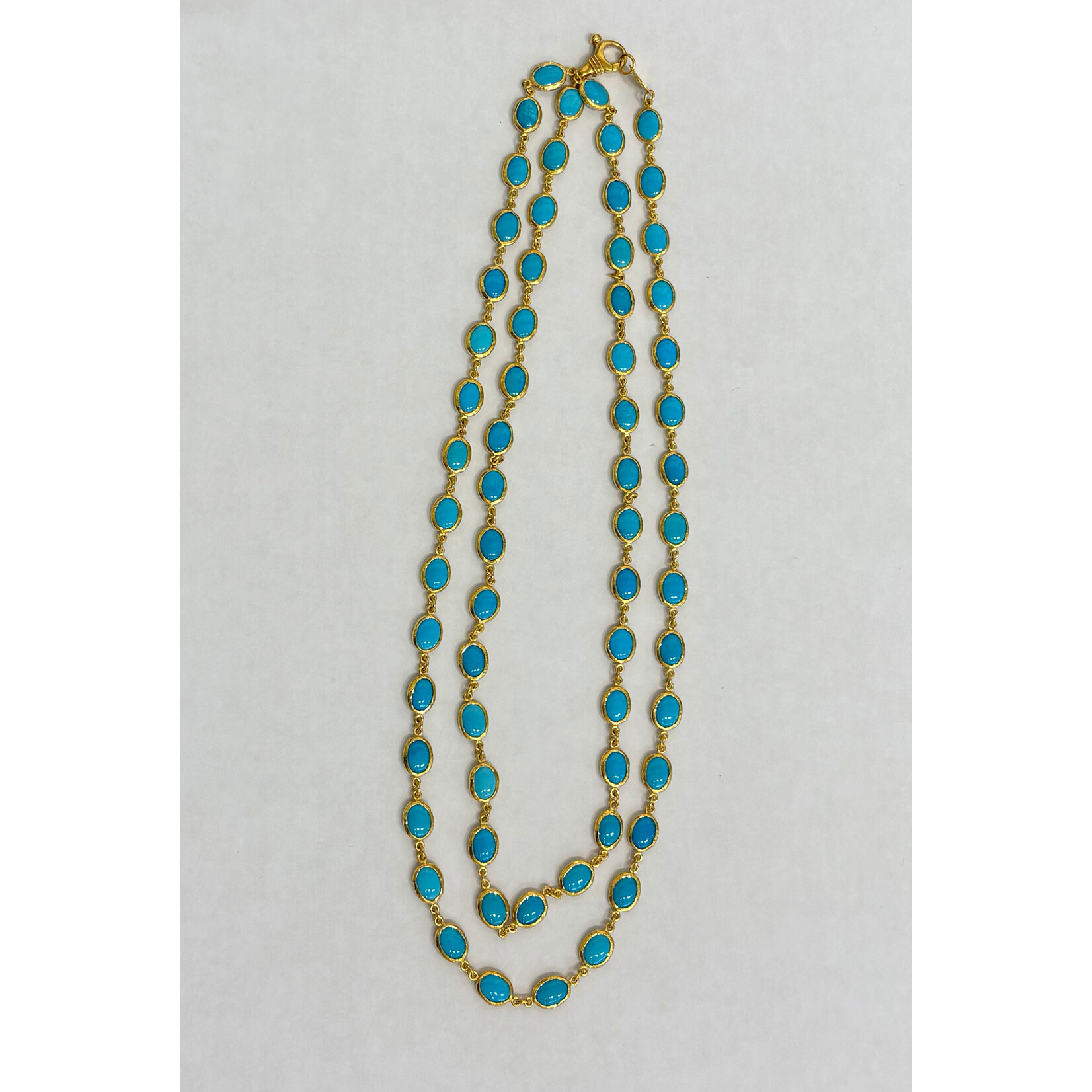 ARA Collection Oval Turquoise & 24k Gold Necklace - 36"