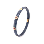 ARA Collection Oxidized Silver & 24k Gold Bezel Ruby Bangle