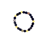 ARA Collection Black Onyx, Pave Diamond & 24k Gold Sphere Stretch Bracelet