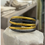 ARA Collection Oxidized Silver & 24k Gold Inner Woven Strip Cuff