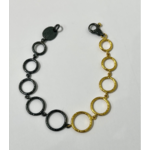 ARA Collection Oxidized Silver & 24k Gold Circles Bracelet