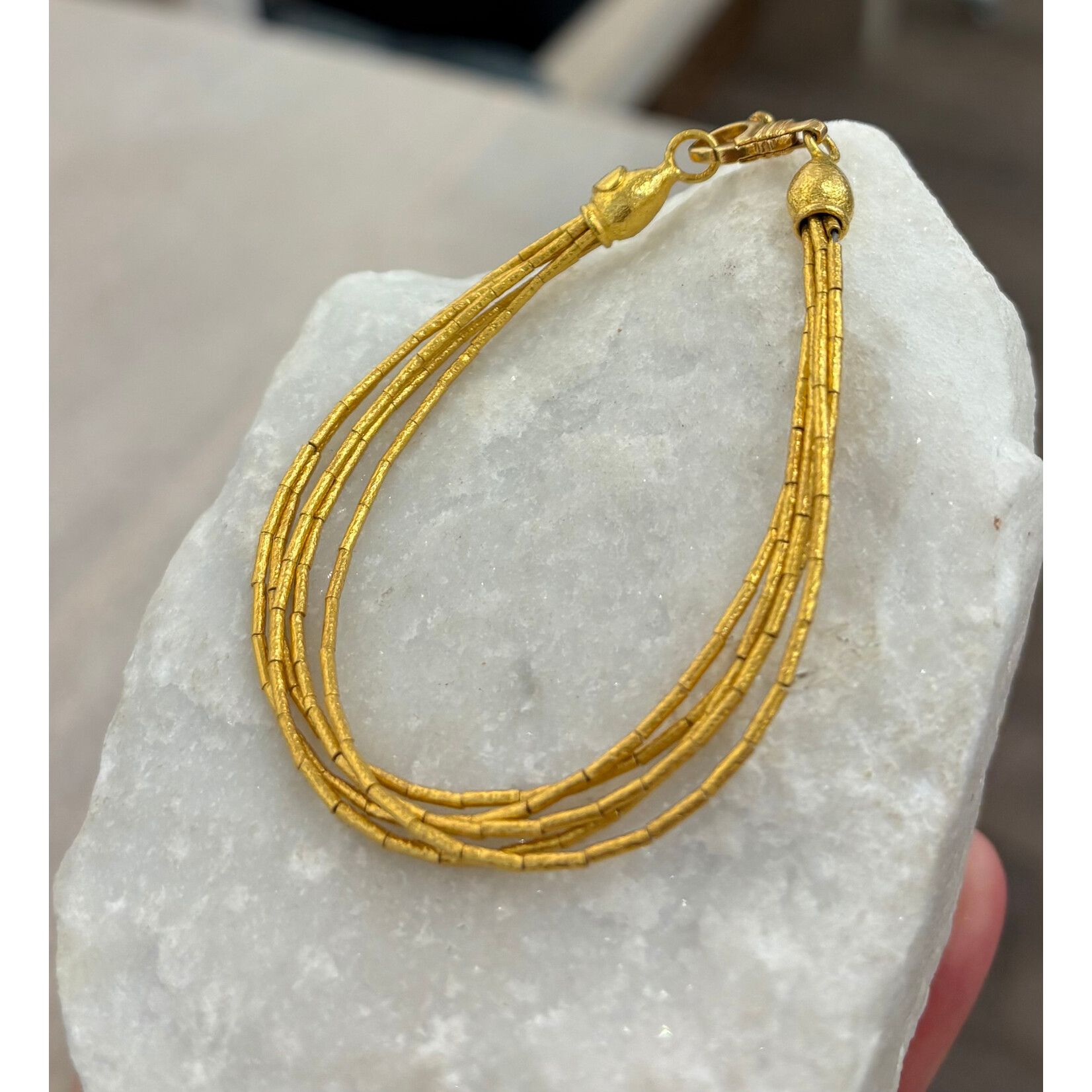 ARA Collection 5 Strand 24k Gold Tube Bracelet