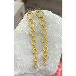 ARA Collection 24k Gold Long Graduated Circle Earrings with Diamonds