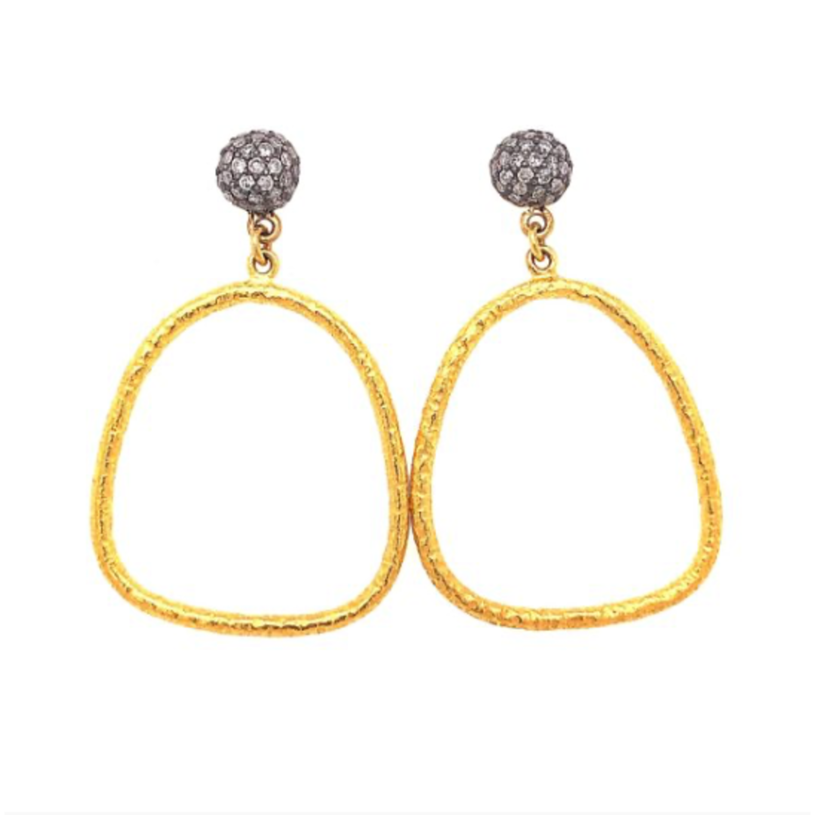 ARA Collection 24k Gold, Oxidized Silver & Pave Diamond Door Knocker Earrings