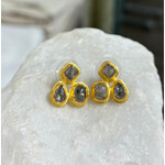 ARA Collection 24k Gold & Rose Cut Natural Diamond Tri Shape Studs