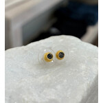 ARA Collection 24k Gold & Pavilion Side Up Black Diamond Studs