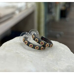 ARA Collection Small Oxidized Silver Hoops with 24k Gold Bezel Rubies