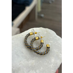 ARA Collection Small Oxidized Silver & 24k Gold Double Twist Hoops