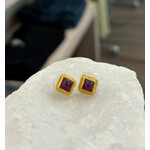 ARA Collection Sugarloaf Ruby & 24k Gold Studs