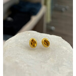 ARA Collection Oval Checker Cut Citrine & 24k Gold Studs
