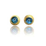 ARA Collection Blue Glass Evil Eye & 24k Gold Studs