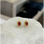 ARA Collection Oval Pavilion Up Ruby & 24k Gold Studs