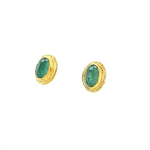 ARA Collection Oval Pavilion Up Emerald & 24k Gold Studs