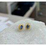 ARA Collection Oval Pavilion Up Sapphire & 24k Gold Studs