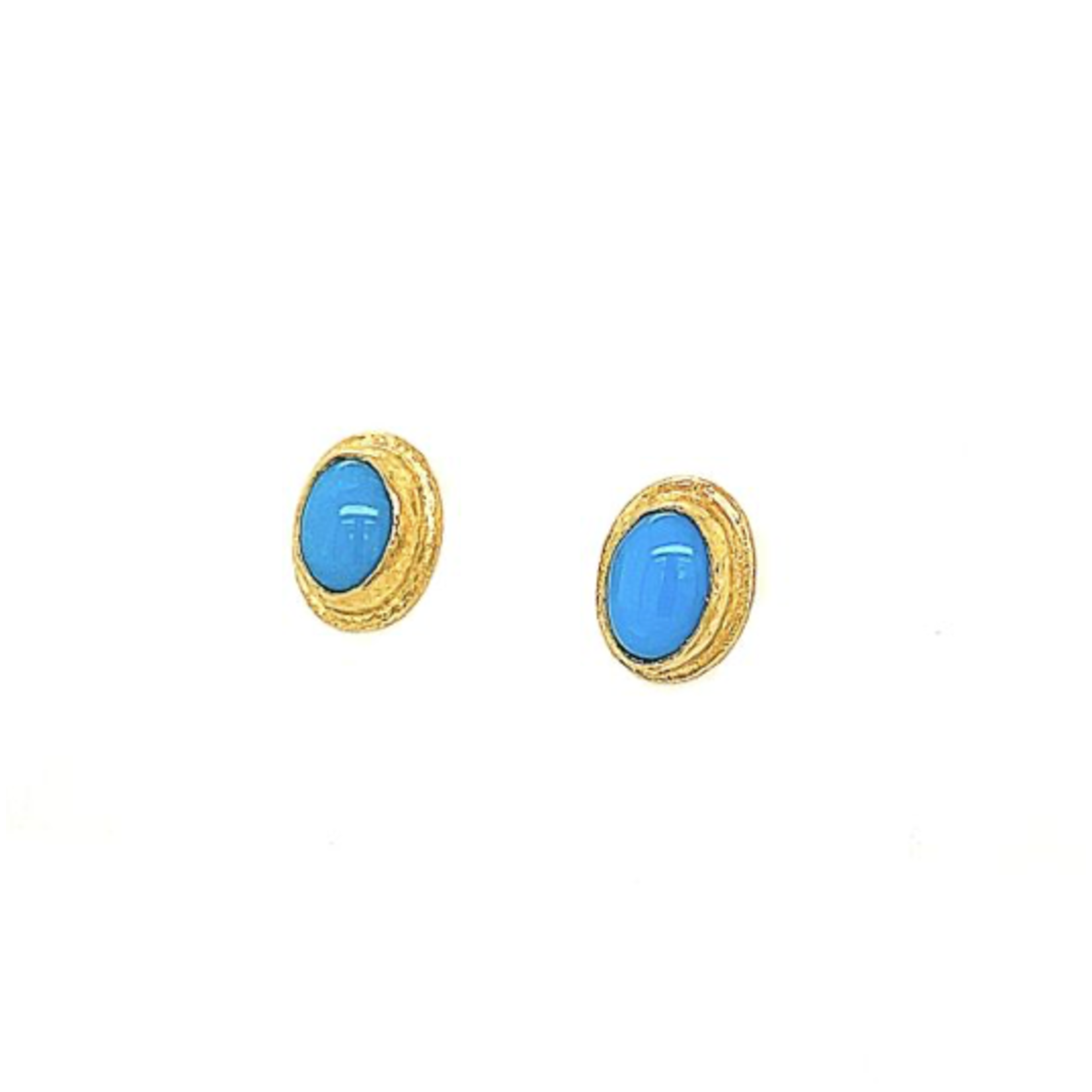 ARA Collection Oval Sleeping Beauty Turquoise & 24k Gold Studs