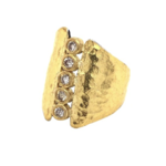 ARA Collection 24k Gold Open Cigar Ring with Center Diamonds