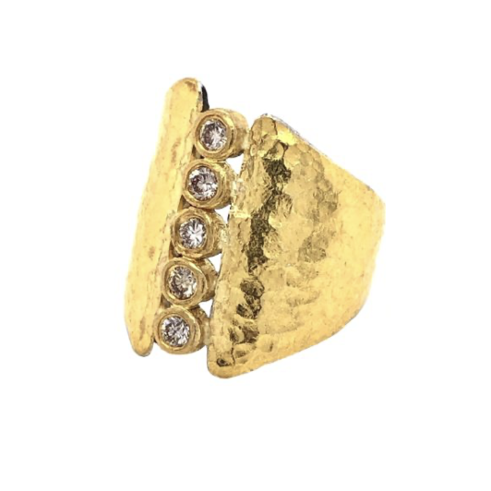 ARA Collection 24k Gold Open Cigar Ring with Center Diamonds