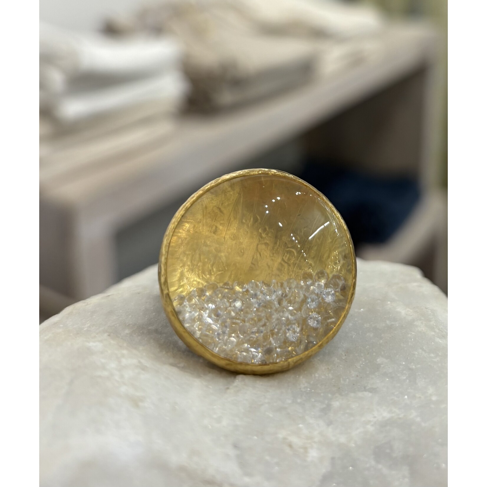 ARA Collection 24k Gold & Oxidized Silver White Sapphire Shaker Ring