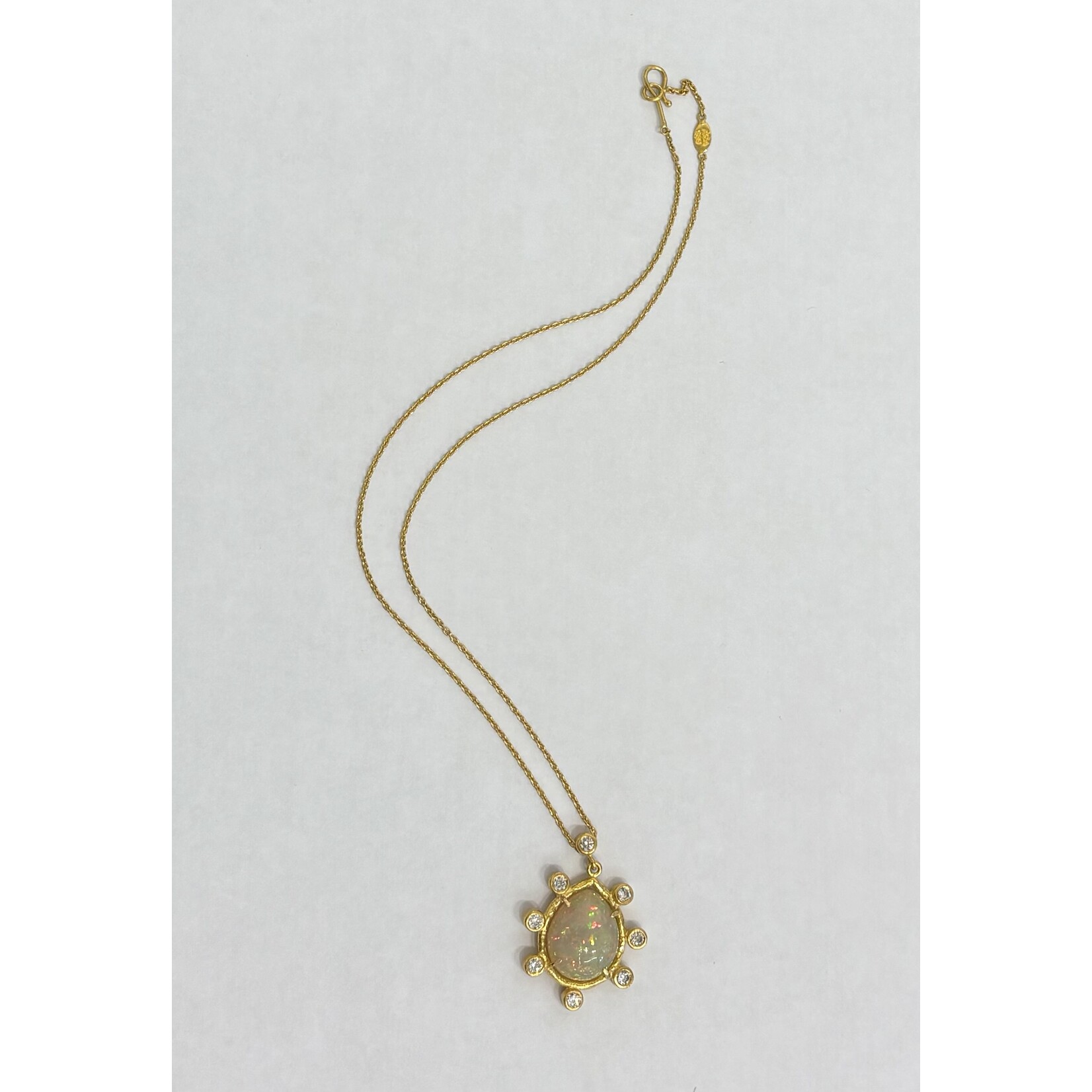 ARA Collection 24k Gold Ethiopian Opal Drop & Diamond Frame Necklace