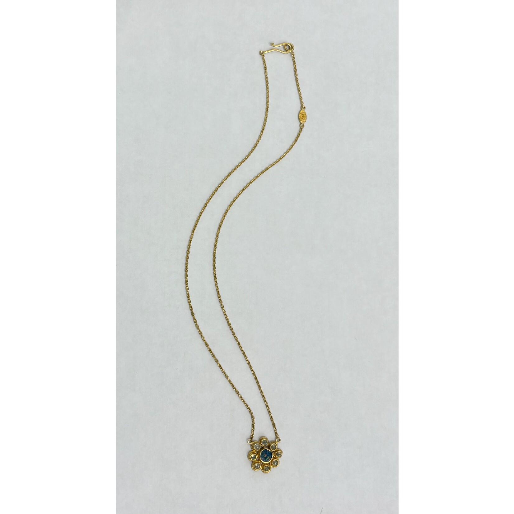 ARA Collection 24k Gold, Australian Opal Flower & Diamond Necklace