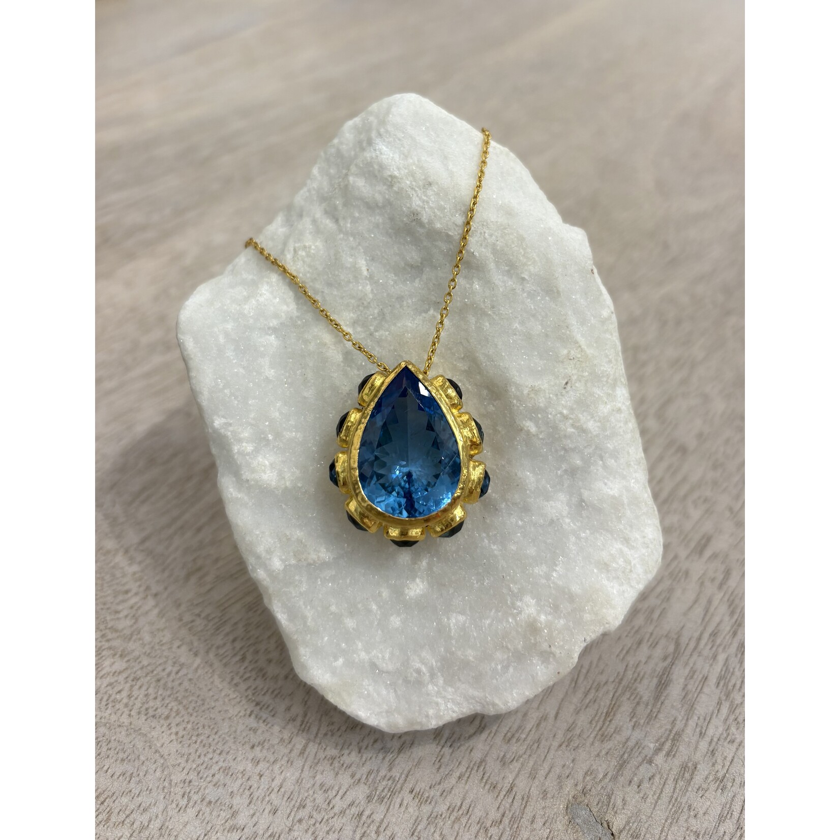 ARA Collection 24k Gold & Pear London Blue Topaz Necklace