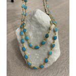 ARA Collection Oval Turquoise & 24k Gold Necklace - 36"