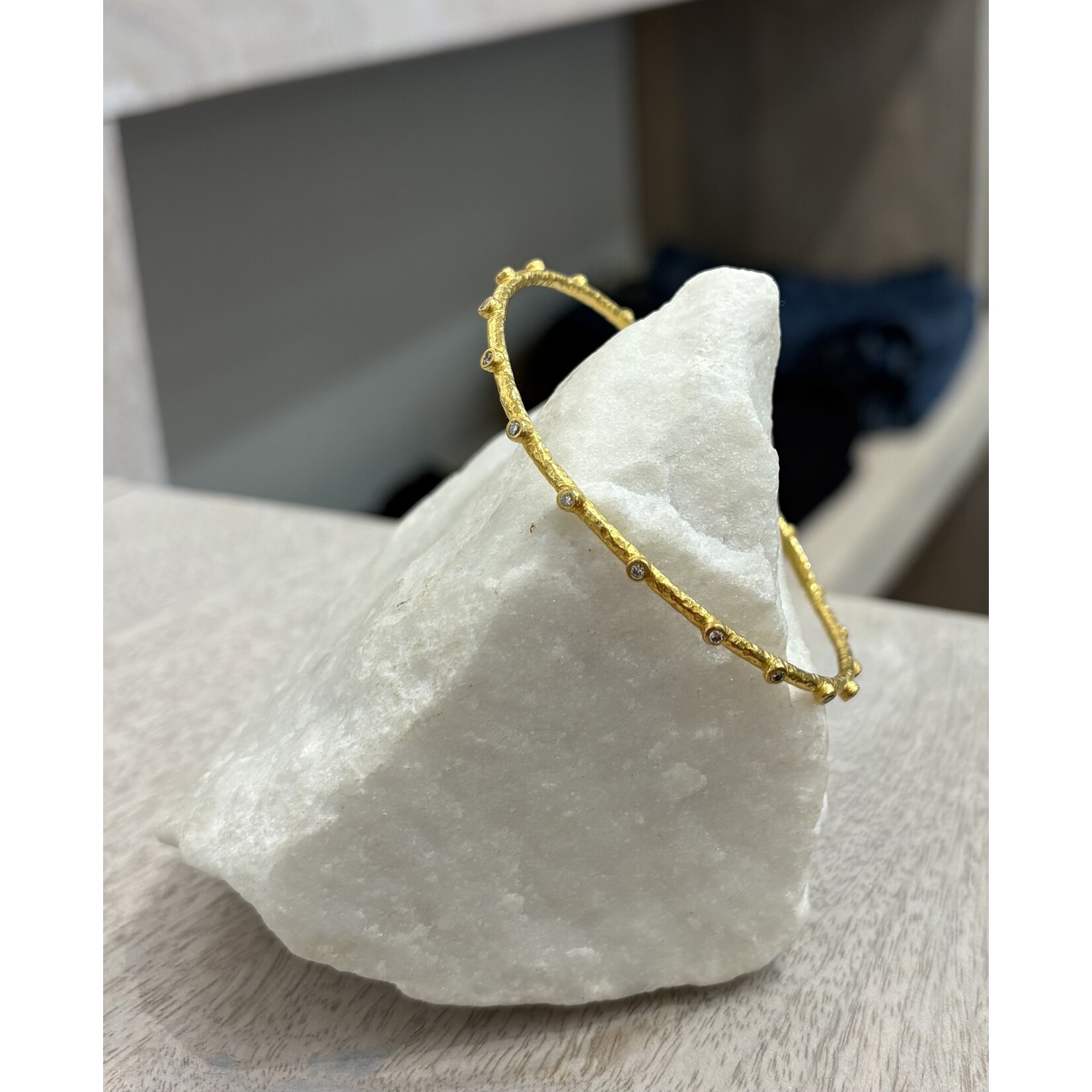 ARA Collection 24k Gold Stack Bangle with Diamonds