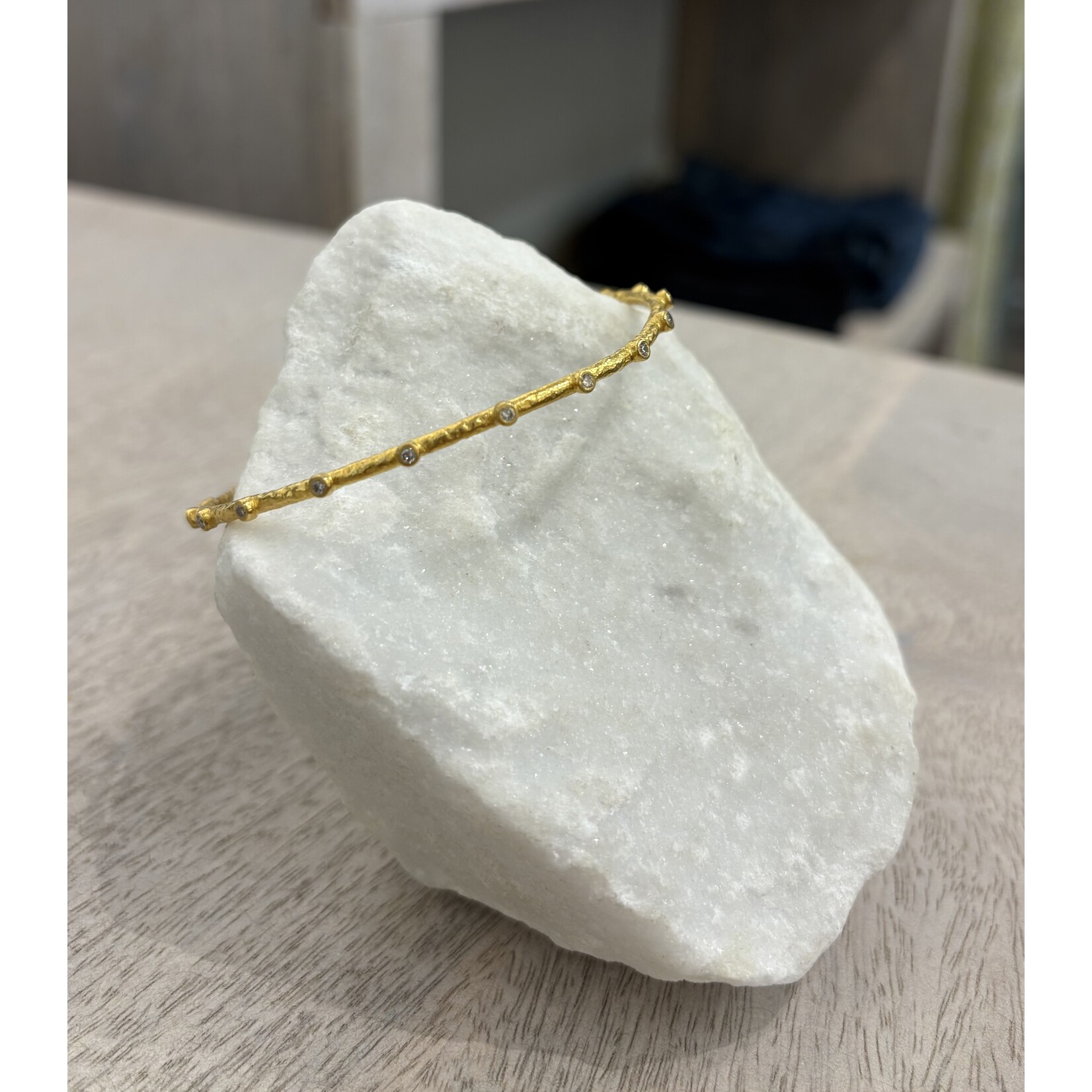 ARA Collection 24k Gold Stack Bangle with Diamonds