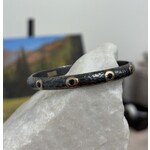 ARA Collection Oxidized Silver & 24k Gold Bezel Sapphire Bangle