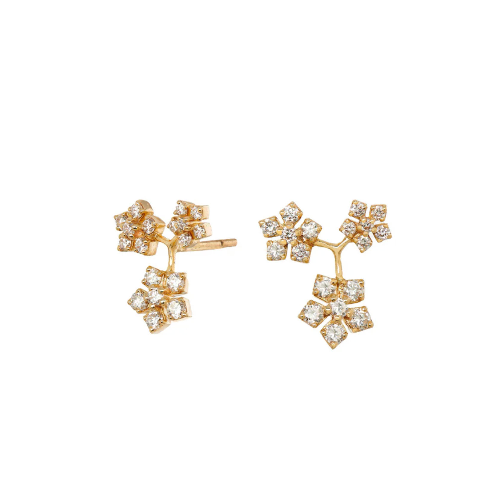 Sethi Couture 18k Enchanted Garden Triple Flower White Diamond Earrings