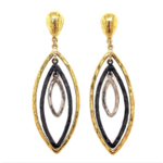 ARA Collection Polished Silver, Oxidized Silver & 24k Gold Tri Marquise Earrings