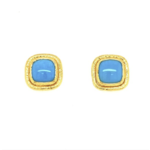 ARA Collection Cushion Sleeping Beauty Turquoise & 24k Gold Studs