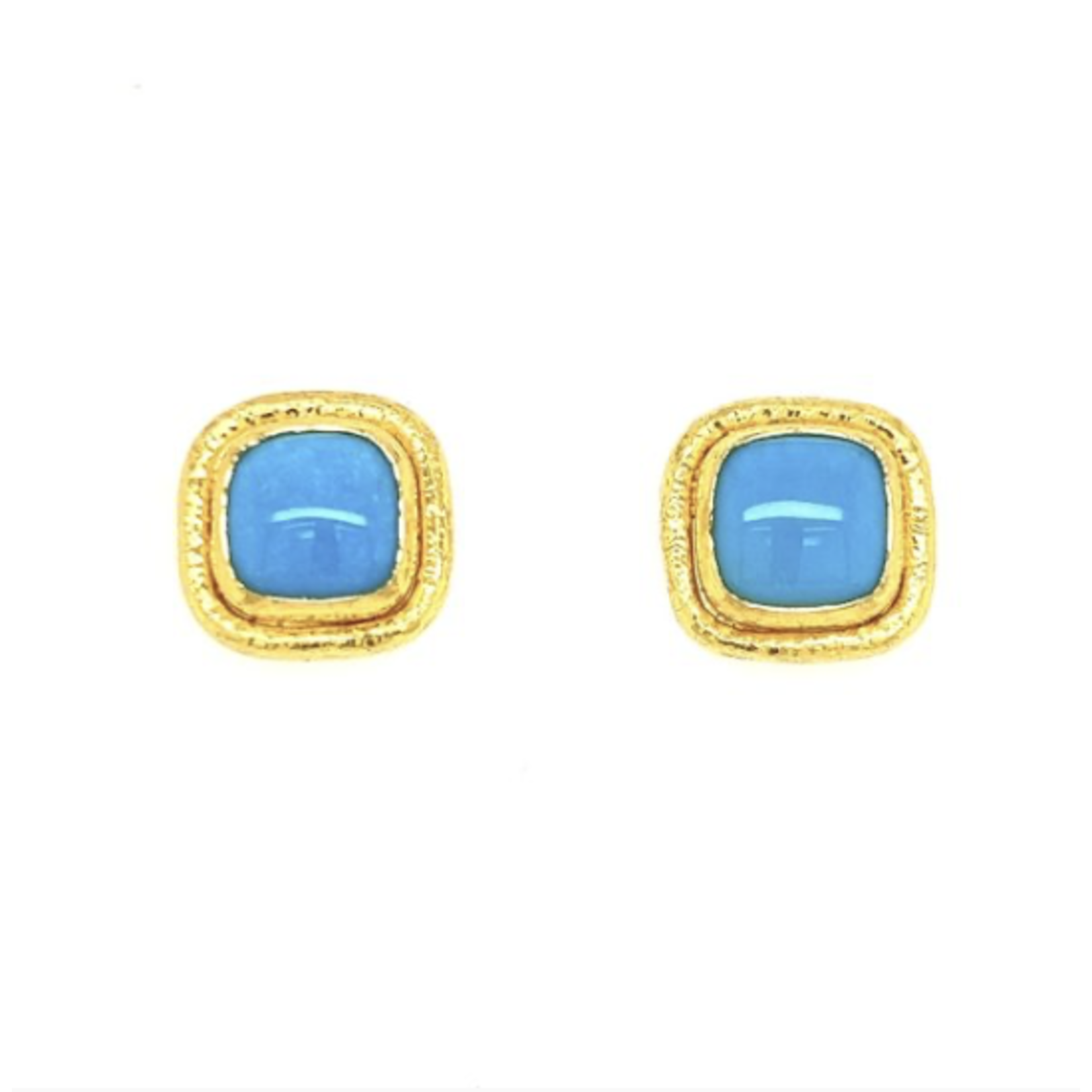 ARA Collection Cushion Sleeping Beauty Turquoise & 24k Gold Studs