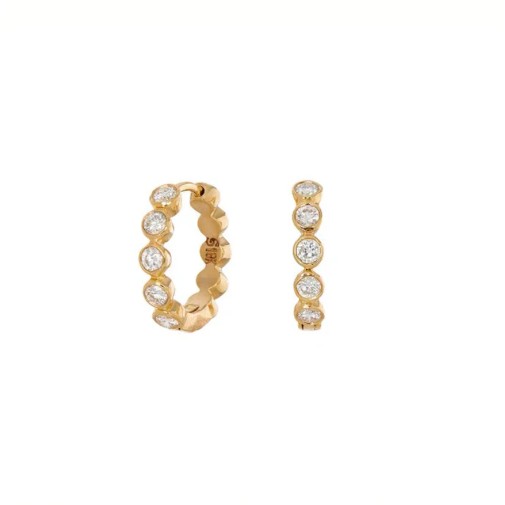 Sethi Couture 18k Modern Bezel Diamond Huggies