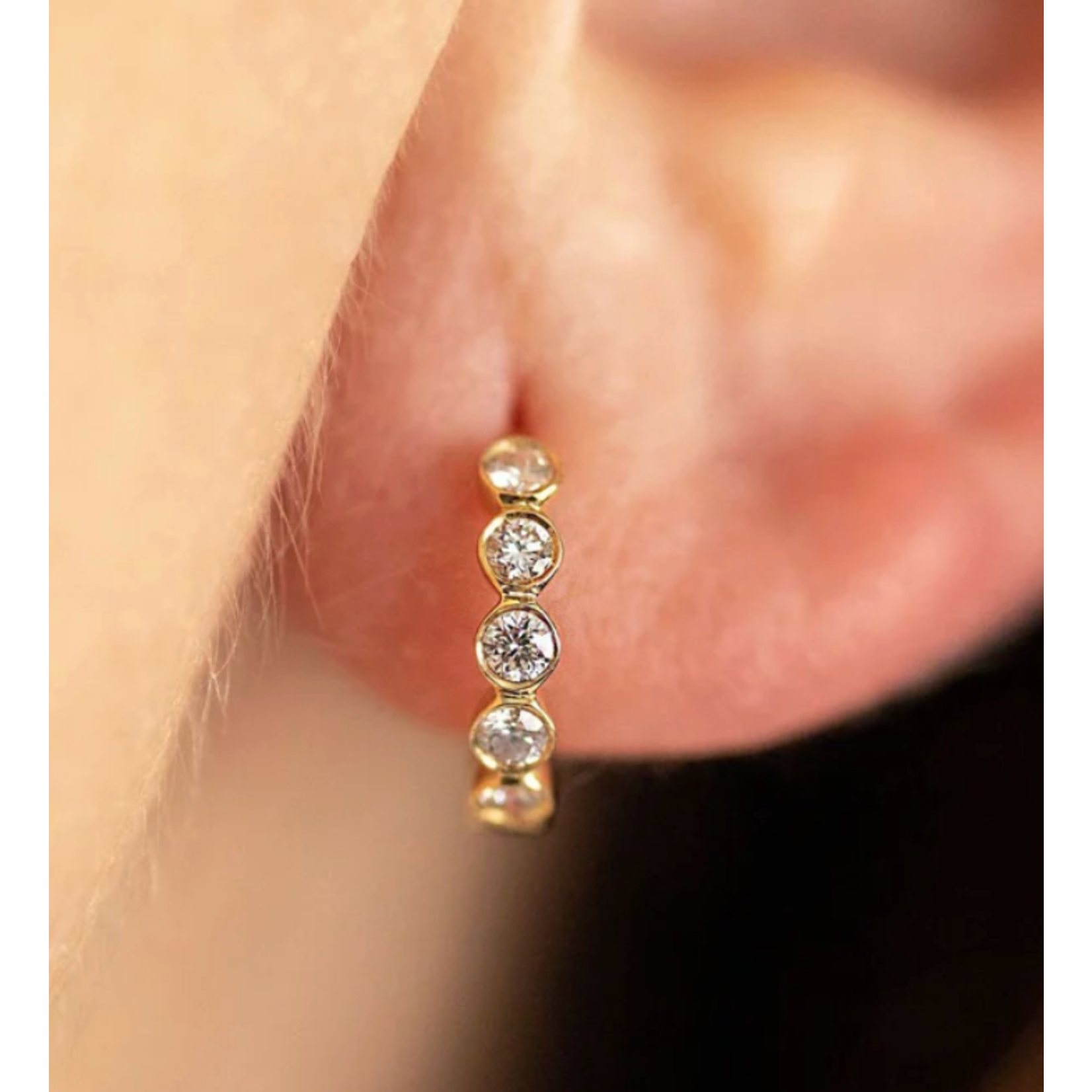 Sethi Couture 18k Modern Bezel Diamond Huggies