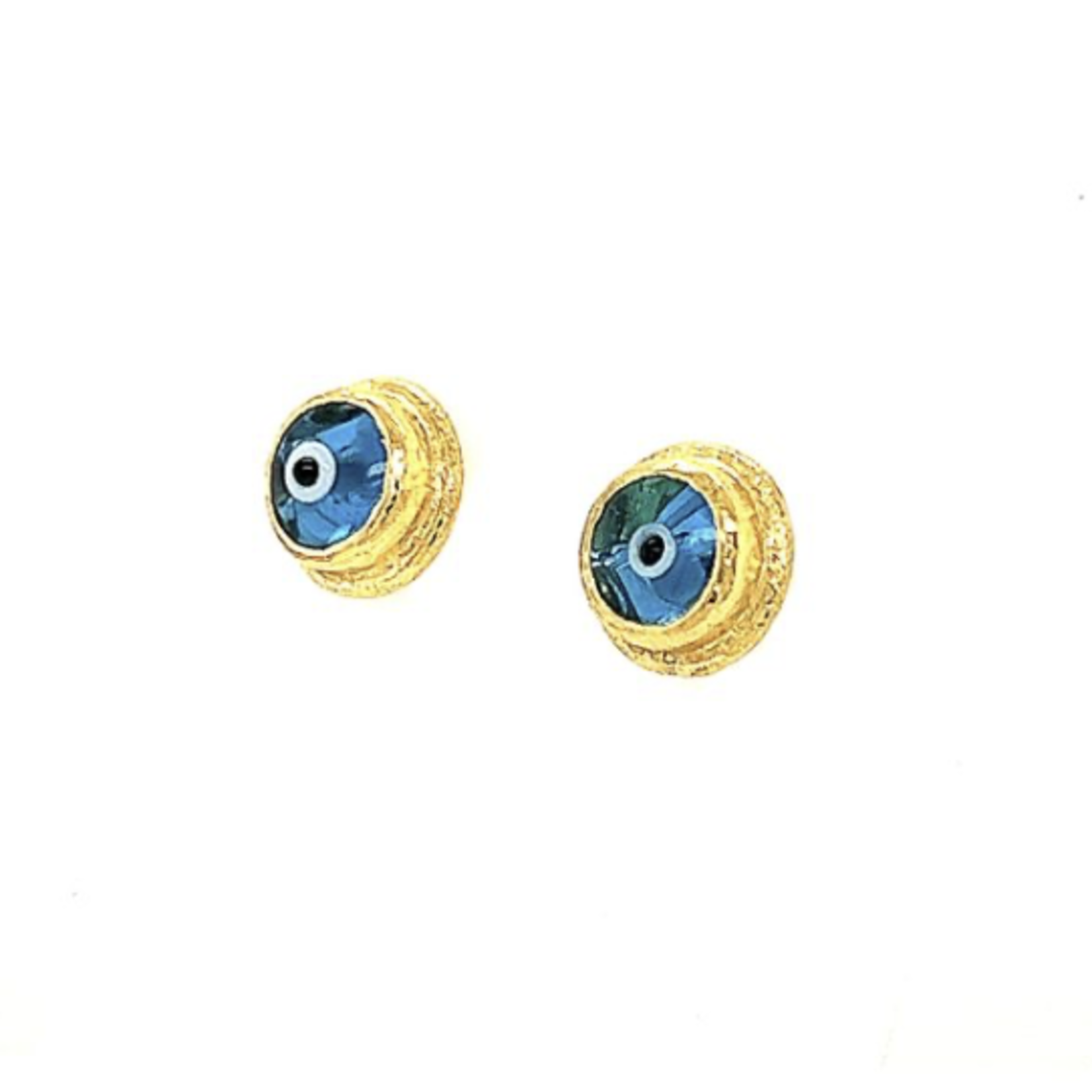 ARA Collection Blue Glass Evil Eye & 24k Gold Studs
