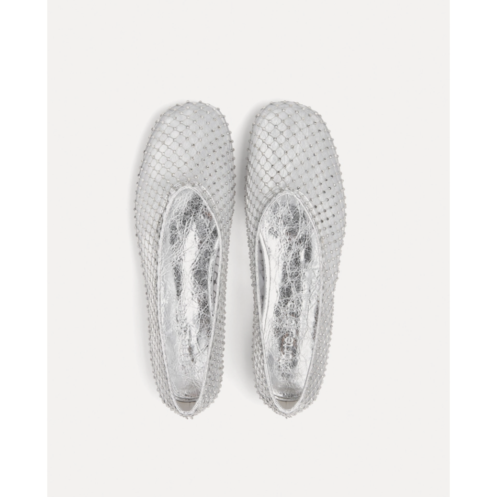 Forte Forte Crystal-Embellished Mesh Ballet Flats