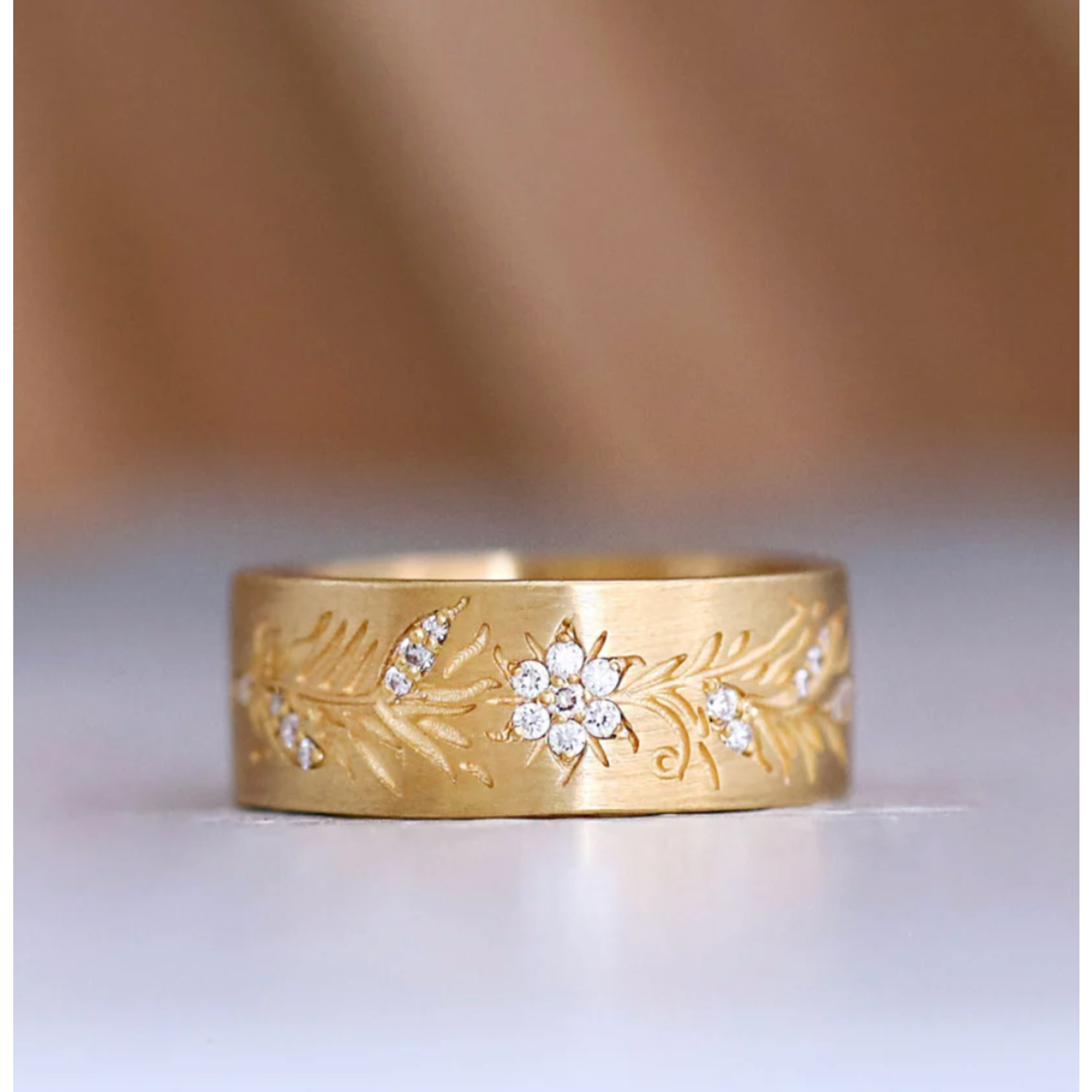 Sethi Couture 18k and Diamond Fleur Wide Band Ring