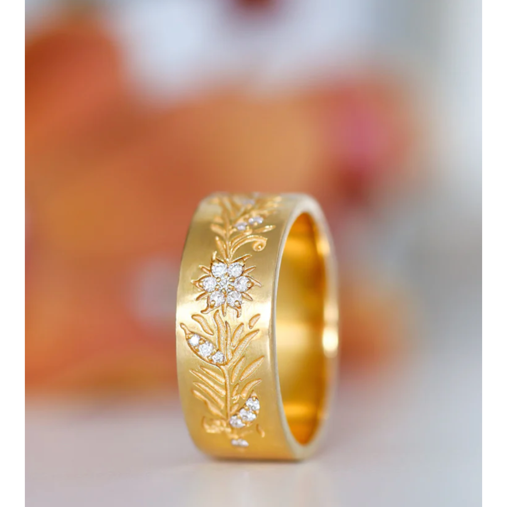 Sethi Couture 18k and Diamond Fleur Wide Band Ring