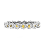 Sethi Couture 18k White Gold and White and Yellow Diamond Rosetta Flower Ring
