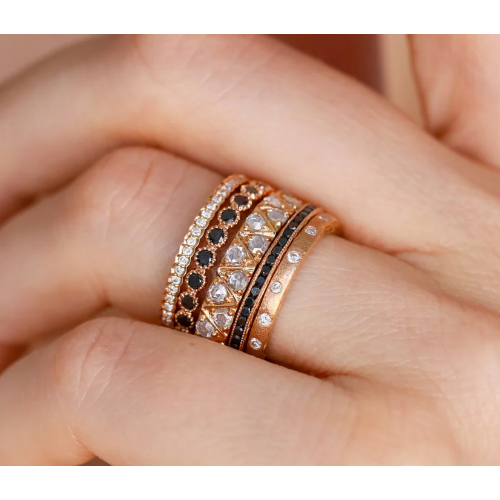 Sethi Couture 18k Gold and Black Diamond Bezel Eternity Band