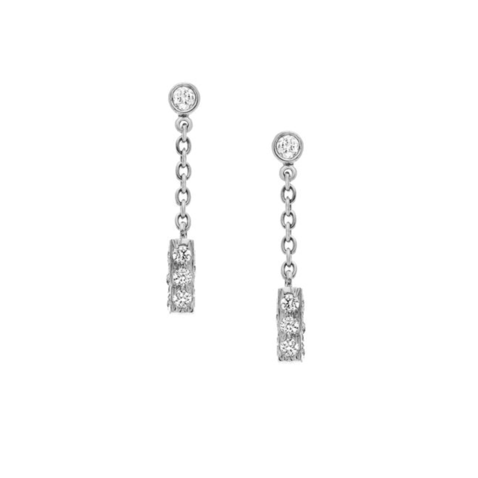 Sethi Couture 18k White Gold and Diamond Barrel Drop Earrings