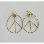 DeNev Medium 18kt Yellow Gold Hammered Vermeil  Peace Sign Earrings