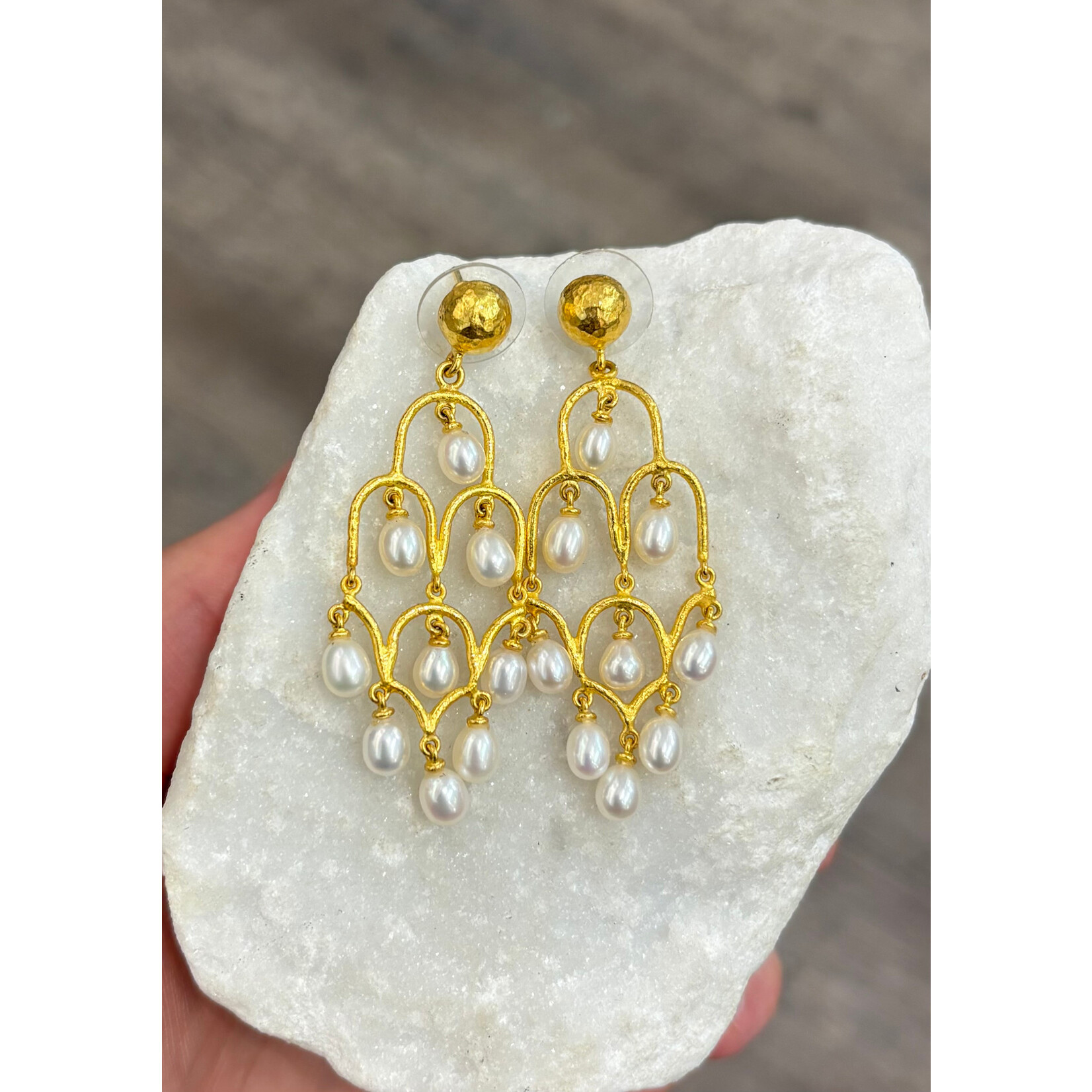 ARA Collection 24k Gold & Pearl Chandelier Earrings
