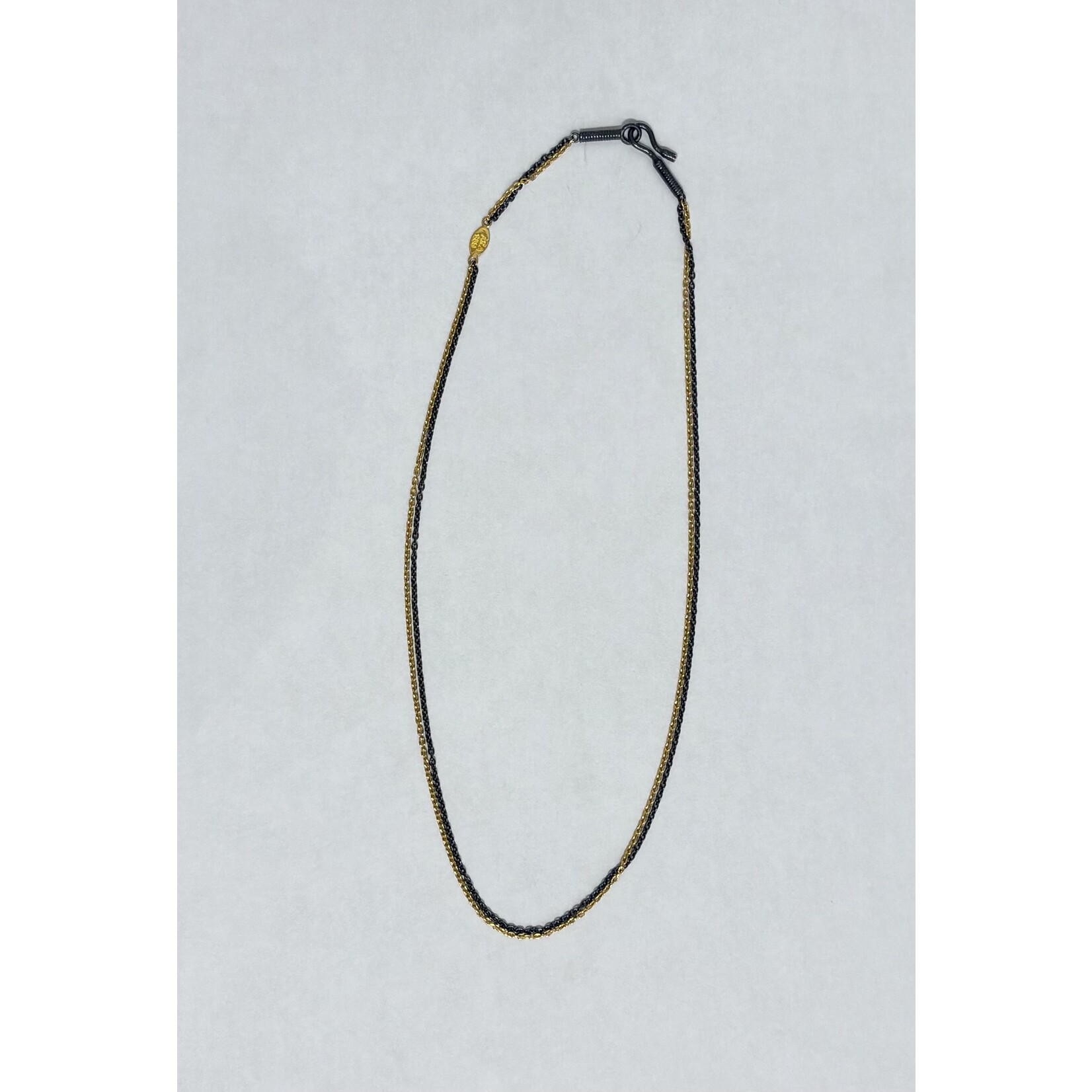 ARA Collection 0.4mm Fine 24k Gold and Oxidized Silver Double Chain